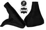 BLACK & BLACK LEATHER GEAR & HANDBRAKE GAITER FITS VAUXHALL OPEL VECTRA B 96-02