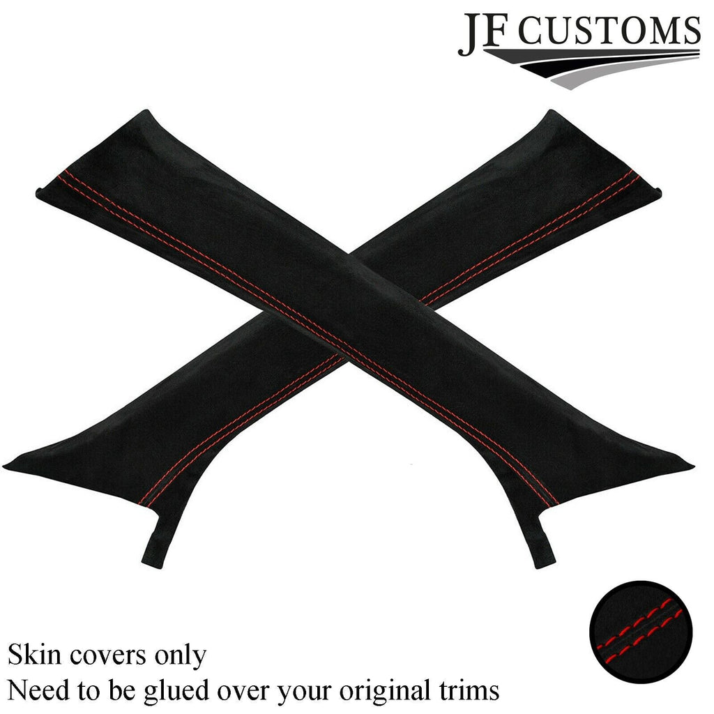 RED STITCH 2X A POST PILLAR REAL SUEDE COVERS FITS PORSCHE MACAN 2014-2018