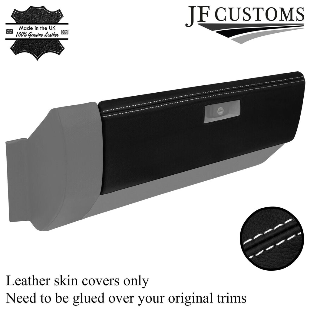WHITE STITCH LEATHER GLOVE BOX COVER FITS VW T4 TRANSPORTER CARAVELLE CAMPER