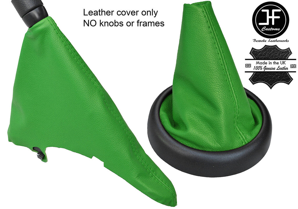 GREEN TOP GRAIN LEATHER GEAR & HANDBRAKE GAITER FITS BMW MINI R50 R52 R53 01-06