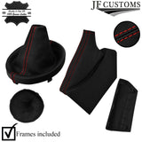 RED STITCH LEATHER GAITER SET+PLASTIC FRAMES FOR SUBARU IMPREZA WRX STI 15-18