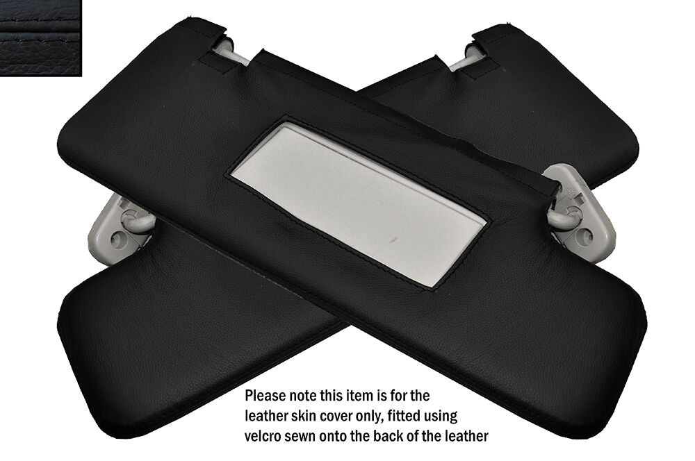 BLACK STITCH 2X SUN VISORS SKIN COVERS FITS LANDROVER RANGE ROVER SPORT 05-13