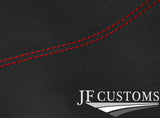 RED STITCH DARK GREY LUXE SUEDE HEADLINER COVER FITS JAGUAR XF 2008-2015