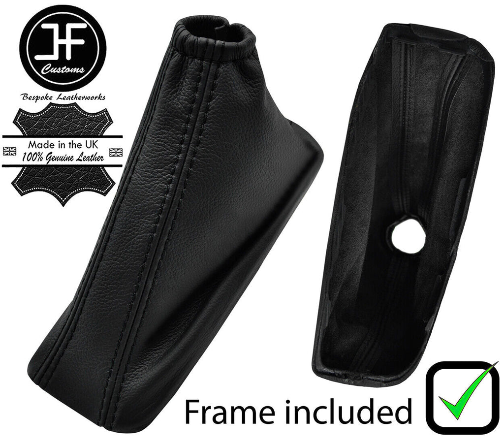 BLACK STITCH LEATHER HANDBRAKE GAITER+PLASTIC FRAME FITS FORD RANGER 2015-2019