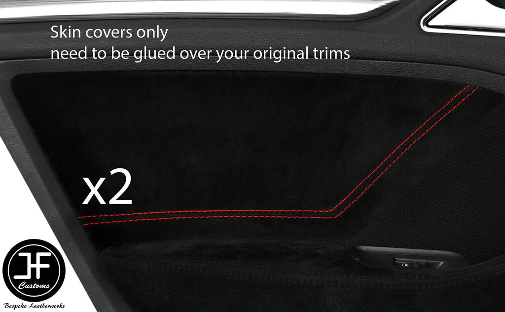 RED STITCH 2X REAR DOOR CARD TRIM SUEDE COVER FOR AUDI A3 8V 13-19 5DR DSG2
