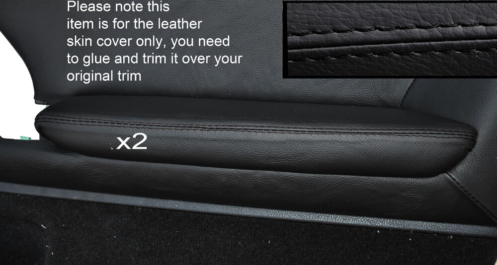 BLACK STITCH 2X FRONT DOOR ARMREST SKIN COVERS FITS NISSAN GT-R R35 09-15