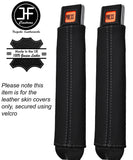 GREY STITCHING 2X SEAT BELT STALK LEATHER COVERS FITS JEEP WRANGLER YJ 87-90