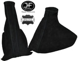 BLACK STITCHING FITS CORSA C 2000-2006 GEAR & HANDBRAKE GAITER SET PU SUEDE