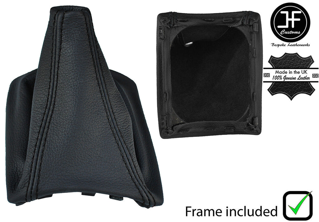 BLACK STITCH REAL LEATHER GEAR GAITER+PLASTIC FRAME FOR HYUNDAI GETZ 2006-2010