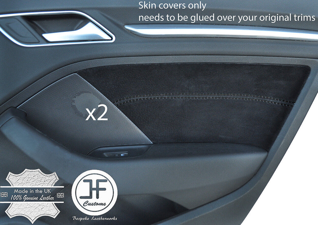 BLACK STITCH 2X REAR DOOR CARD TRIM SUEDE COVER FITS AUDI A3 8V 13-18 5 DOOR