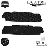 JF2 WHITE CROSS DIAMOND STITCH 2X SUN VISOR COVERS FOR LAND ROVER DEFENDER 07-14