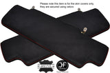 RED STITCH 2X SUN VISORS LUXE SUEDE COVERS FITS LAND ROVER DEFENDER 90 110