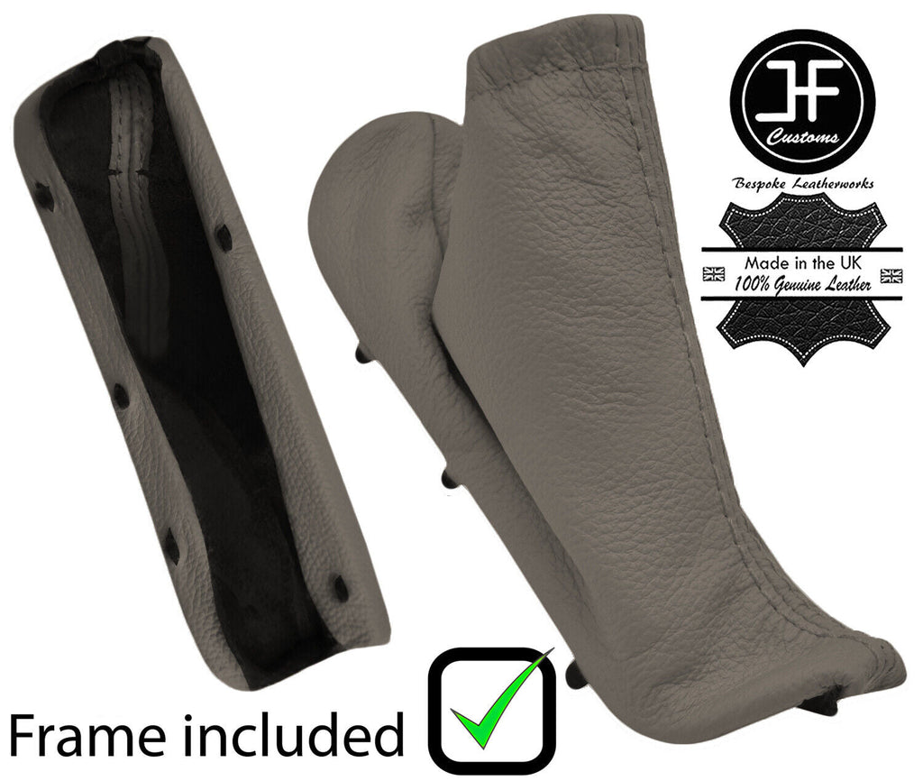 TAN REAL LEATHER HANDBRAKE GAITER + PLASTIC FRAME FOR VOLVO XC70 2005-2007