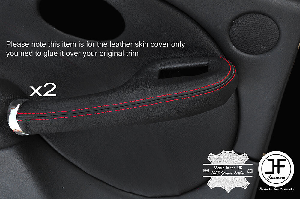 RED STITCH 2X REAR FULL DOOR HANDLE LEATHER COVERS FOR ROVER 75 & MG ZT 99-05