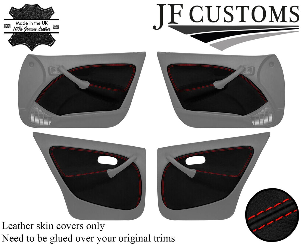 RED STITCH LEATHER 4X FRONT REAR DOOR CARD TRIM COVERS FOR ROVER 45 MG ZS 99-05
