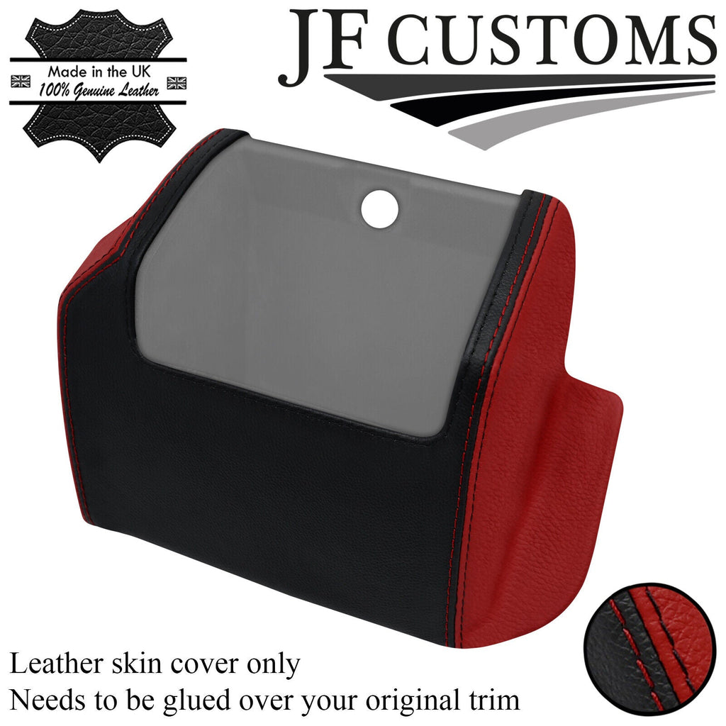 D RED & BLACK LEATHER LOWER DASH END POCKET COVER FOR VW T4 TRANSPORTER JF1