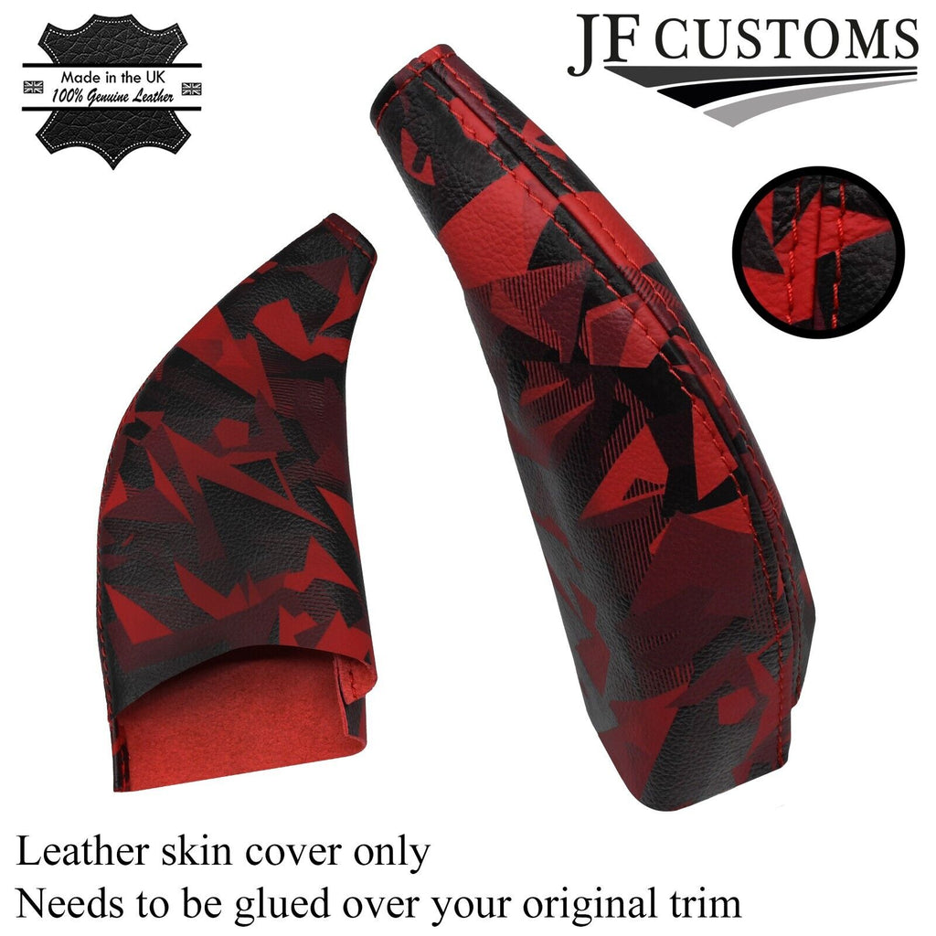 FOR MAZDA MX5 MK1 MK2 90-05 RED STITCH UV PRINTED LEATHER HANDBRAKE COVER