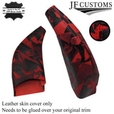 FOR MAZDA MX5 MK1 MK2 90-05 RED STITCH UV PRINTED LEATHER HANDBRAKE COVER