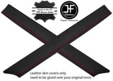 RED STITCH 2X DOOR CAPPING REAL LEATHER COVERS FITS MG MGA COUPE 1955-1962