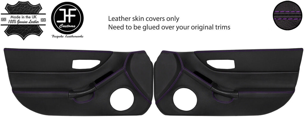 PURPLE STITCH 2X FULL DOOR CARD REAL LEATHER COVERS FITS HONDA CRX DEL SOL 92-97