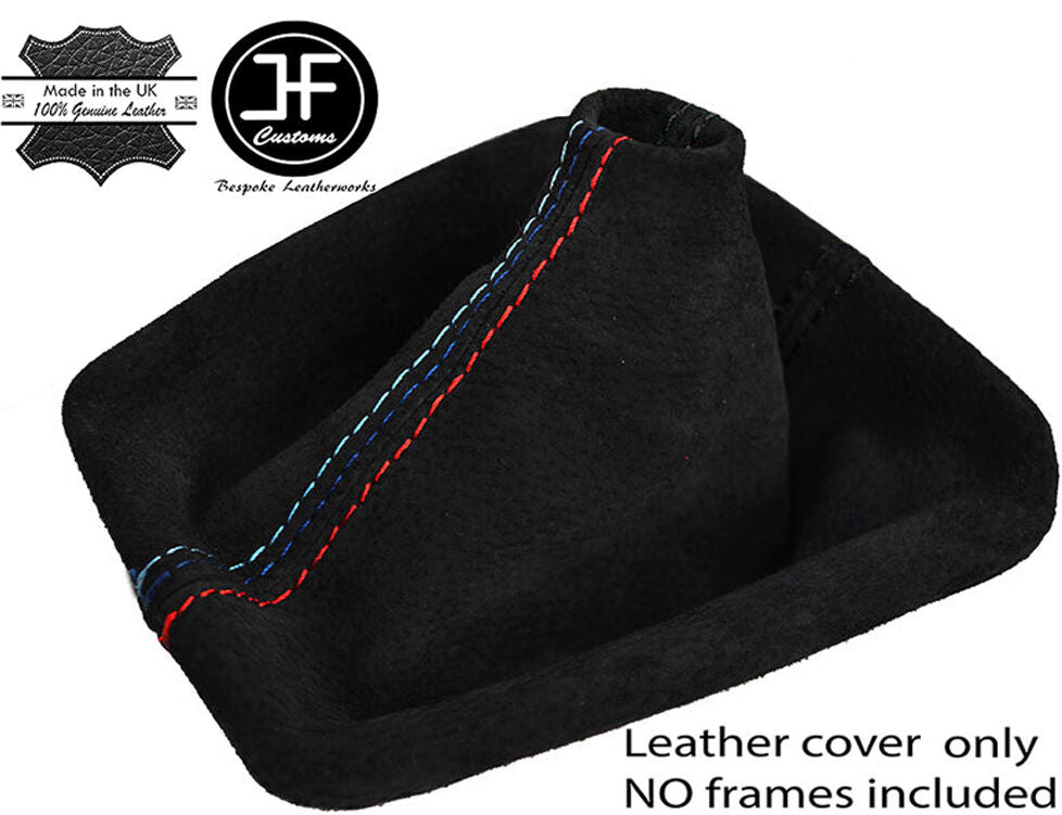 BLACK STITCH SUEDE GEAR GAITER FITS BMW E90 E91 E92 E93 06-12 TRI STITCHING