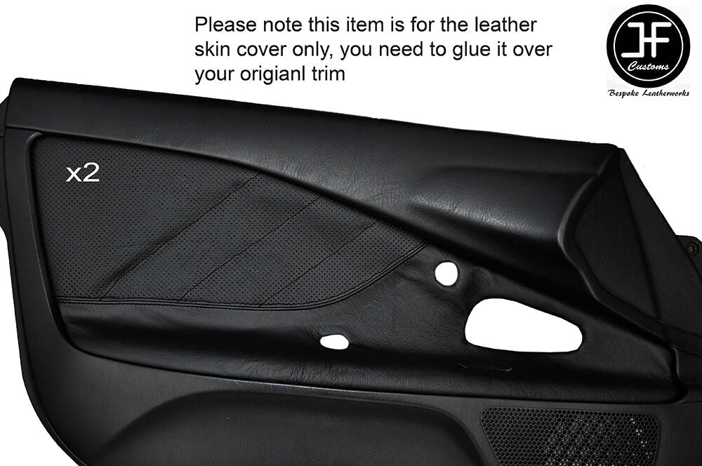 BLACK STICH 2X DOOR CARD TRIM LEATHER & PERFORATED COVER FITS HONDA S2000 99-03