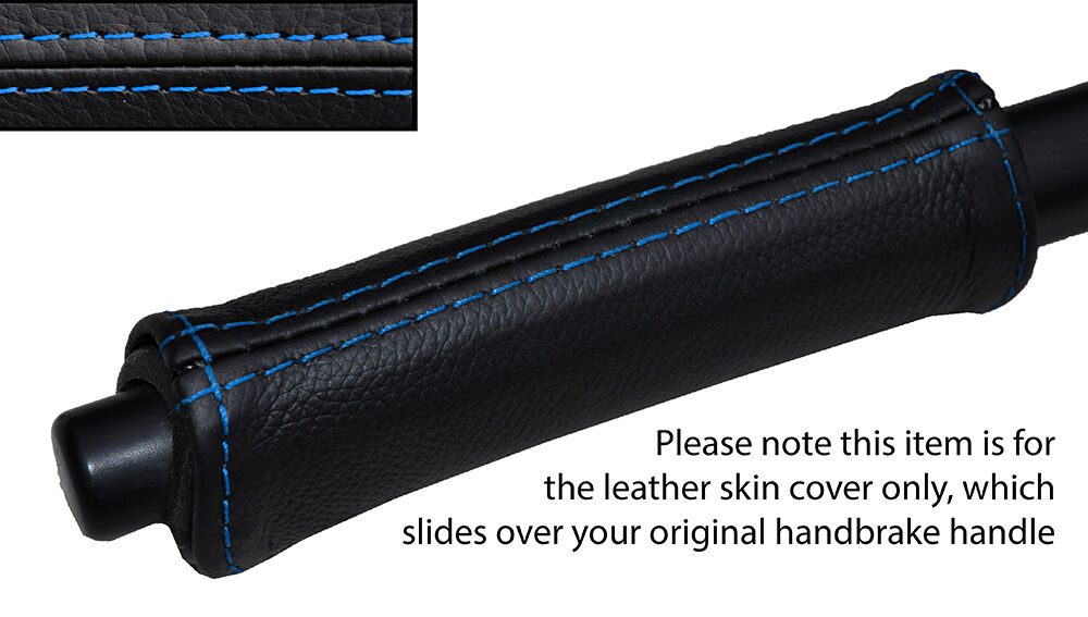 BLUE STITCH HANDBRAKE HANDLE LEATHER SKIN COVER FITS SMART FORTWO 451 07-14