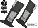 GREEN STITCH 2X UPPER B PILLAR LEATHER COVERS FITS VW T5 TRANSPORTER SHUTTLE