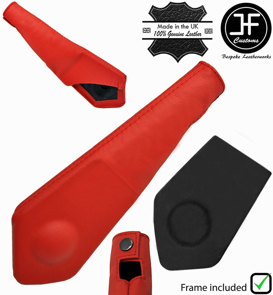 RED LEATHER HANDBRAKE GAITER +PLASTIC FRAME FOR JAGUAR XJ8 XJR X308 1997-2003