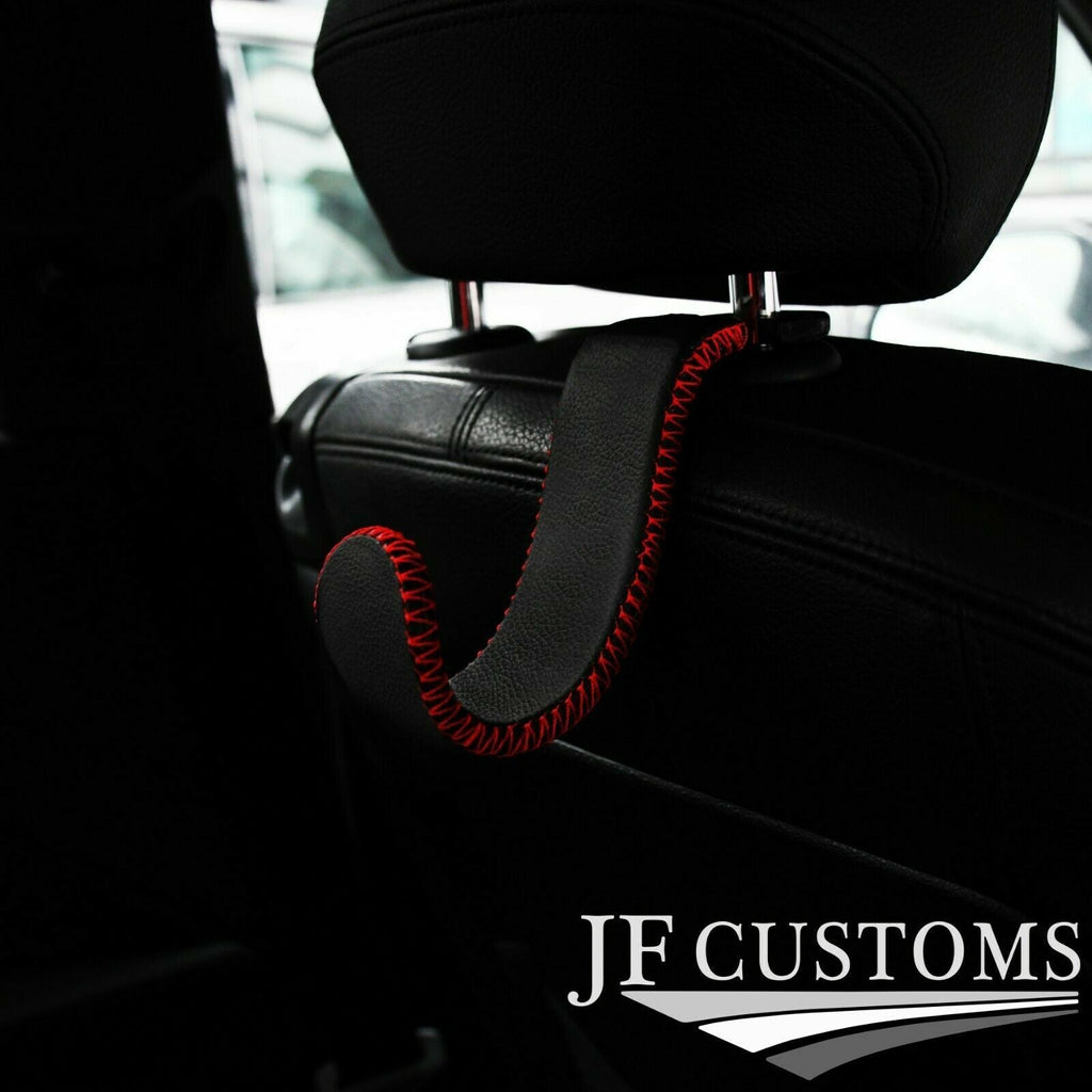 RED STITCH LEATHER PLASTIC CAR SEAT HEADREST HOOK HANGER FOR AUDI Q2 16-22
