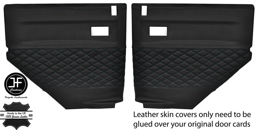 BLACK DIAMOND STITCH 2X REAR DOOR CARD COVERS FITS LAND ROVER DEFENDER 110