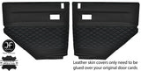 BLACK DIAMOND STITCH 2X REAR DOOR CARD COVERS FITS LAND ROVER DEFENDER 110