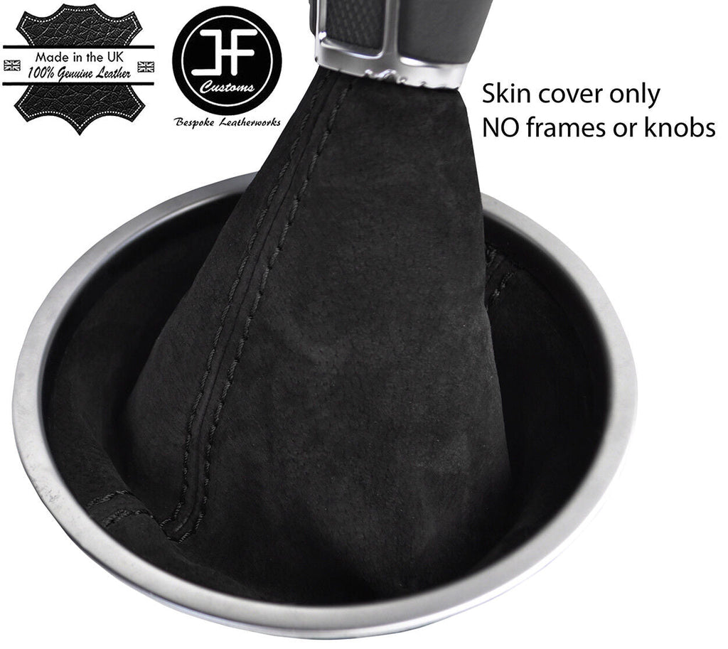 BLACK STITCH MANUAL REAL SUEDE GEAR GAITER FITS VW BEETLE 2012-2018 CUSTOM NEW