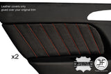 RED STITCHING 2X REAR DOOR CARD TRIM LEATHER COVERS FITS ALFA ROMEO 156 98-03