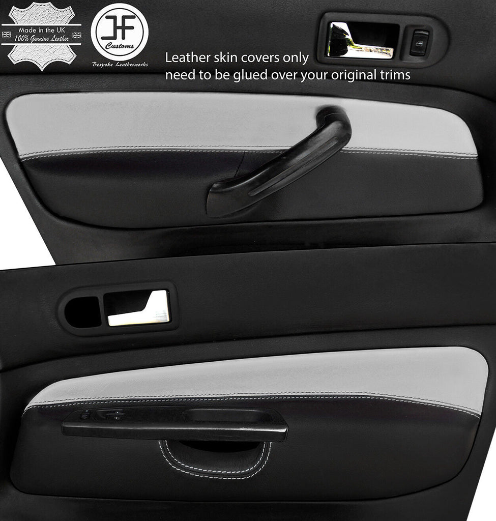 BLACK & WHITE 2X FRONT DOOR CARD LEATHER COVERS FOR VW GOLF MK4 98-05 5 DOOR
