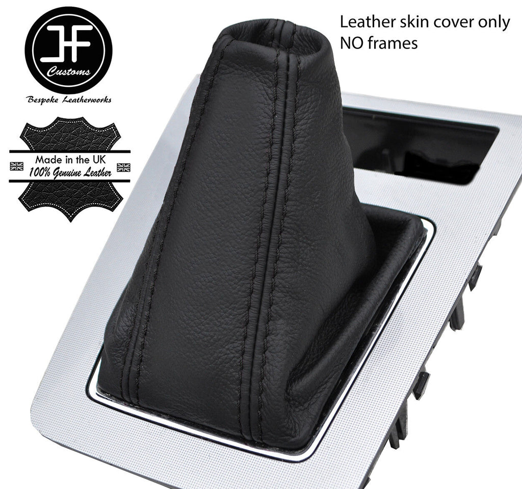 BLACK STITCHING TOP GRAIN LEATHER GEAR GAITER FITS SKODA OCTAVIA MK3 2013-2017