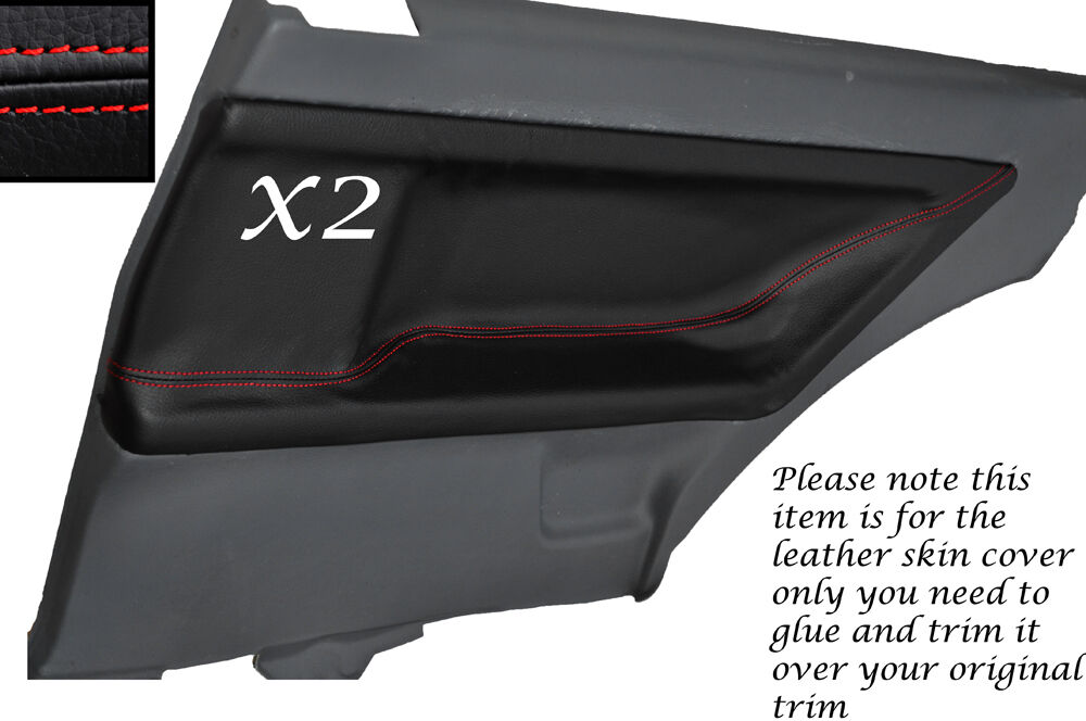 RED STITCH 2X REAR DOOR CARD LEATHER SKIN COVERS FITS BMW E36 COUPE 91-98