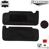 RED CROSS STITCH LEATHER 2X SUN VISOR COVERS FITS MERCEDES C CLASS W205 14-18