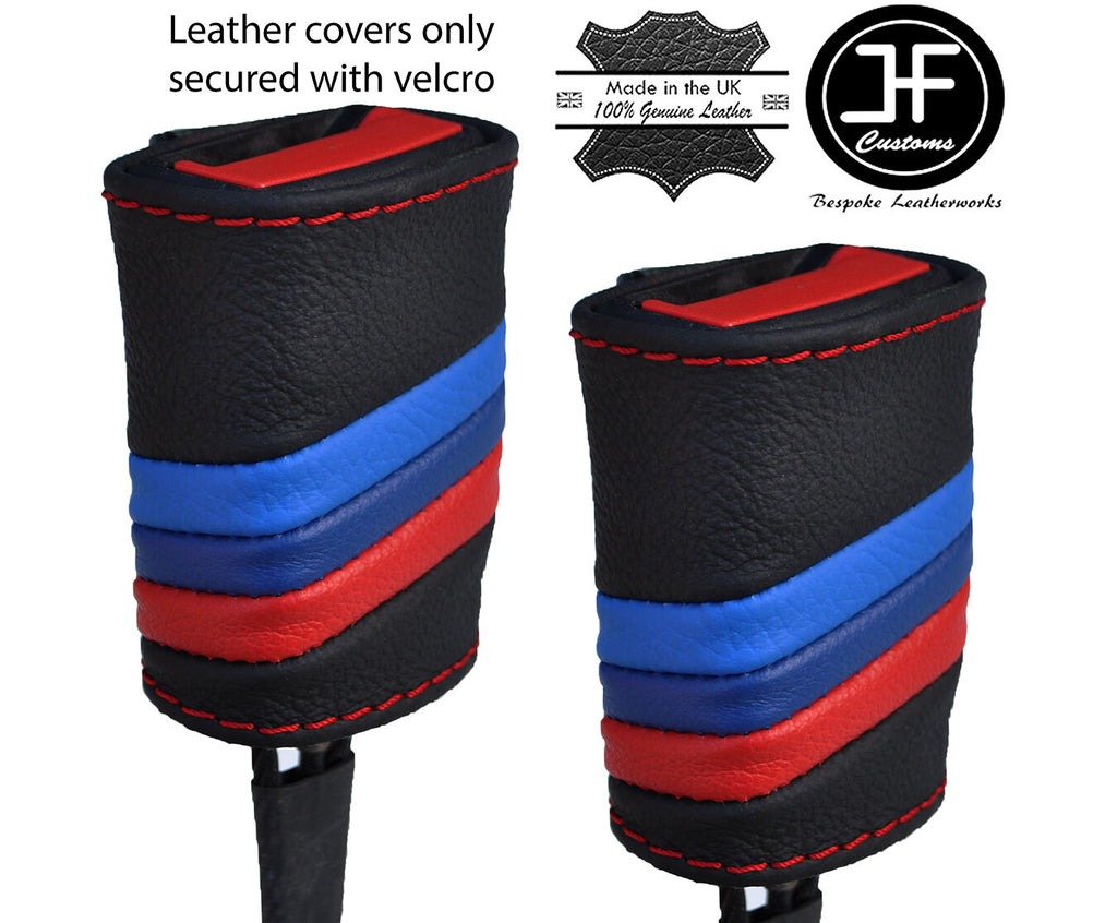 RED STITCHING TRI STRIPES 2X SEAT BELT LEATHER COVERS FITS BMW Z3 1995-2003