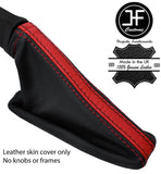 BLACK & RED STRIPE TOP GRAIN LEATHER HANDBRAKE GAITER FOR SEAT LEON MK3 12-17