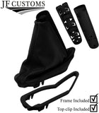 BLACK STITCH LEATHER GEAR HANDBRAKE+FRAMES+SUEDE TOP CLIP FOR MINI F55 F56 F57