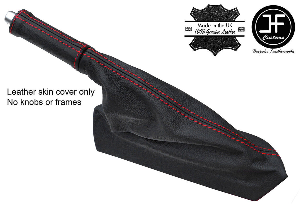 RED STITCH LEATHER HANDBRAKE GAITER & HANDLE COVERS FOR CORVETTE C6 2005-2013