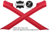 RED REAL LEATHER 2X A PILLAR COVERS FITS PORSCHE 924 944 1975-1991 STYLE 2