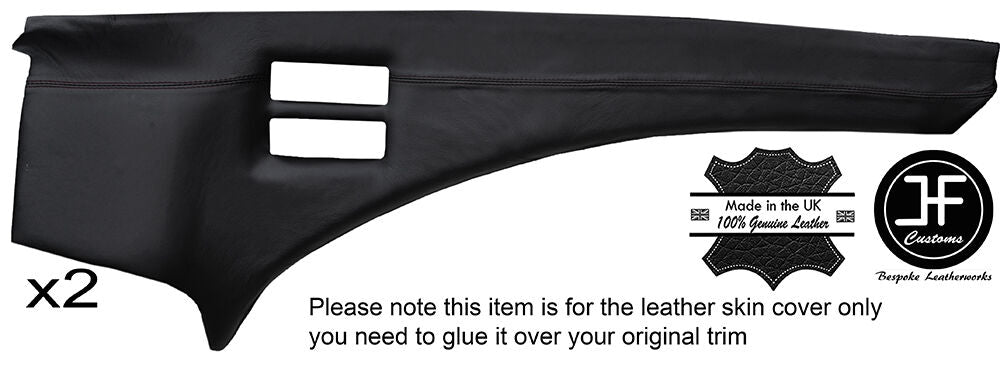 BLACK STITCH 2X CENTER CONSOLE SIDE PANEL LEATHER COVERS FITS FERRARI 400 400I