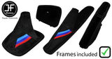 BLACK STITCH TRI STRIPE SUEDE MANUAL GAITER SET+PLASTIC FRAME FOR BMW Z3 95-03