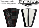 L GREY STITCH RED TARTAN  2X SEAT BELT STALK TALL COVERS FITS VW ARTEON 17-21