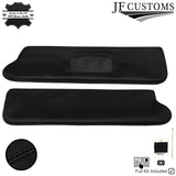 FITS MG MGB 62-80 CONVERTIBLE BLACK CROSS STITCH 2X SUN VISOR LEATHER COVERS