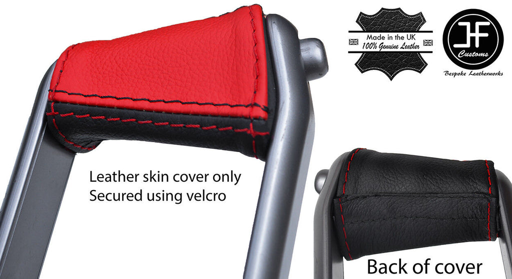 BLACK & RED LEATHER HANDBRAKE HANDLE COVER FOR RENAULT MEGANE 02-08 STYLE 2