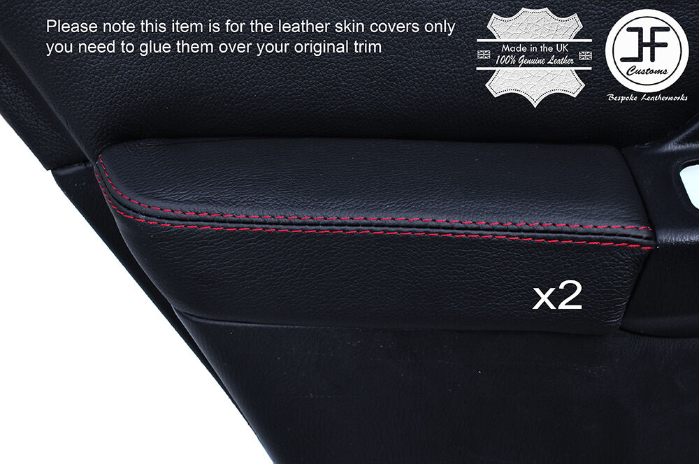RED STICH 2X REAR DOOR ARMREST LEATHER COVER FOR SUBARU IMPREZA WRX STI 01-04
