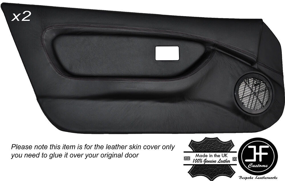 BLACK STICH 2X FULL DOOR CARD LEATHER COVERS FITS MG MGF MK1 95-99 STYLE 2